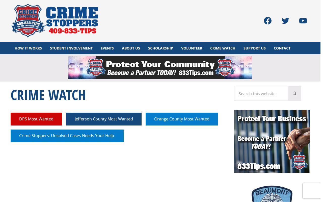 Southeast Texas Crime Stoppers official Jefferson County wanted tip source